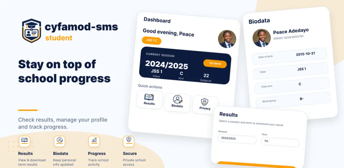 Cyfamod-SMS Student app feature graphic
